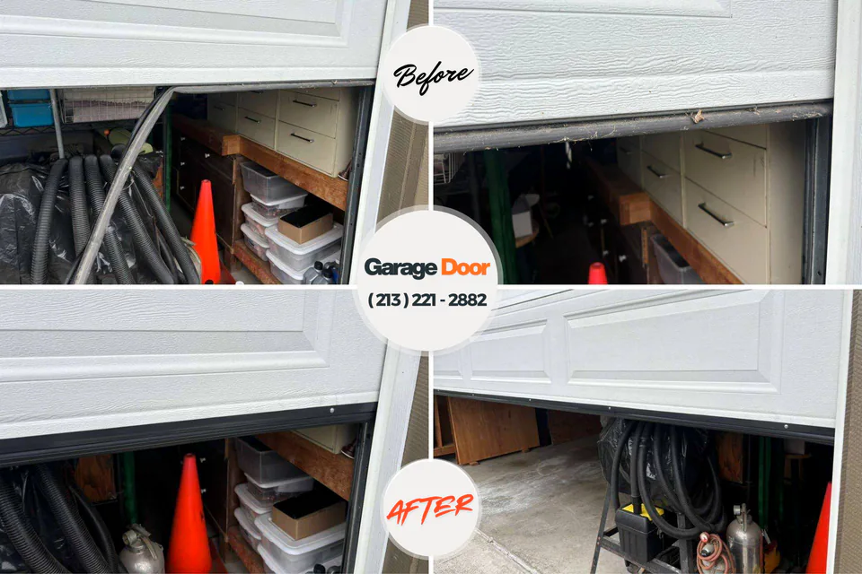 Before and after: garage door repair Dalworthington Gardens, TX
